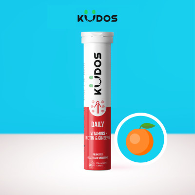 Combo Thực phẩm bảo vệ sức khỏe KUDOS DAILY VITAMINS PLUS BIOTIN & GINSENG + KUDOS VITAMIN C 1000MG (20 viên/tuýp)