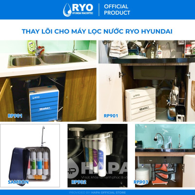 Bộ 5 Lõi Lọc Nước RYO HYUNDAI RP901, Sediment, Pre-Carbon, UF Membrane, Post Carbon, TCR Filter. Nhập khẩu Hàn Quốc - Hàng Chính Hãng