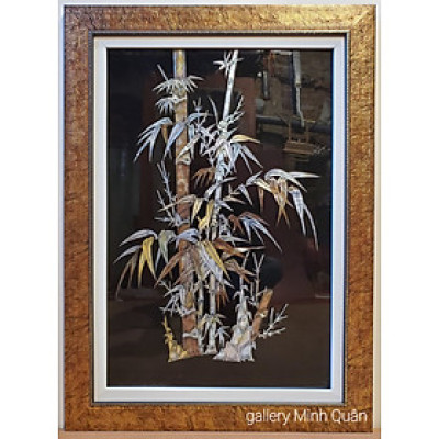 Tranh sơn mài cẩn ốc " Trúc báo bình an