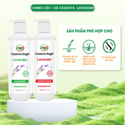 Combo dầu gội, dầu xả ngăn ngừa gàu Cazoova Lavender hương hoa oải hương quyến rũ 800ml