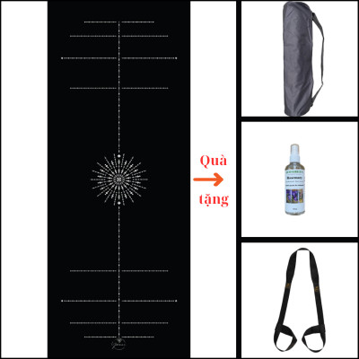 Thảm tập yoga chính hãng Yvonne, Pole Star Black (TẶNG KÈM 3 PHẦN QUÀ) dày 4mm bề mặt nhám, siêu bám, chống trơn trượt, ưa mồ hôi,