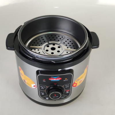 Nồi áp suất điện Ladomax HA-7860 Dung tích 6L kèm khay hấp, công suất 1000W, Màu Inox-Hàng chính hãng