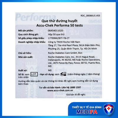 Hộp 50 Que Thử Đường Huyết Accu Chek Performa - Hàng Chính Hãng Roche, Date Xa