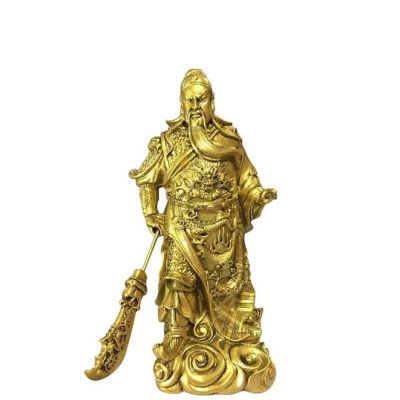 Tượng Quan công đứng size nhỏ CTQ6 15.5 x 12.6 x 30cm Tundo mạ vàng hoặc màu xanh lựa chọn