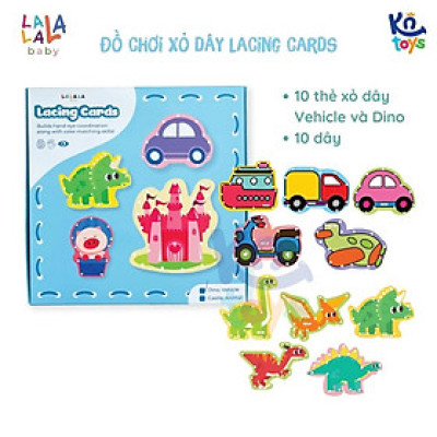 Đồ Chơi Xỏ Dây Lacing Cards - Bộ 10 Thẻ Động Vật Khủng Long Phương Tiện Giao Thông - Lalala Baby 