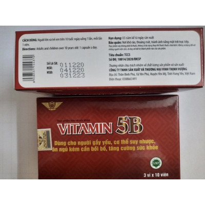 Viên uống Vitamin 5B Vinh Thịnh Vượng VV, hộp 30v, bồi bổ sức khoẻ, hỗ trợ các trường hợp kém ăn, mất ngủ, suy nhược
