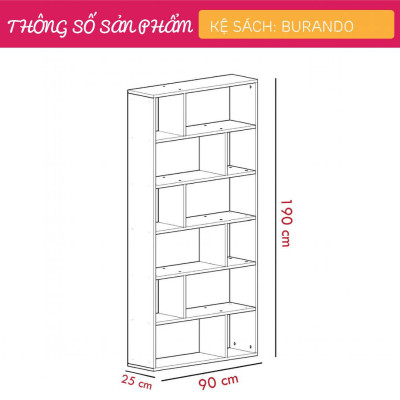 Giá sách hiện đại bằng gỗ công nghiệp SMLIFE Burando