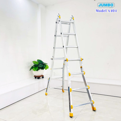 Thang nhôm rút lồng JUMBO A404 - Chữ A cao nhất 2.0m, chữ I cao nhất 4.0m, tải trọng 300kg