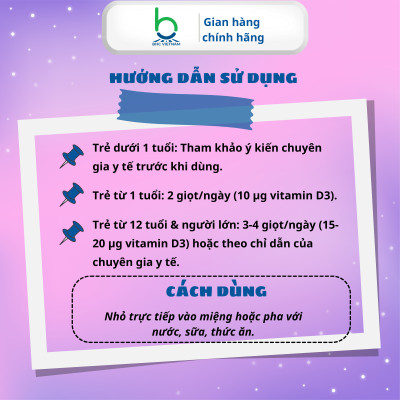 Dung Dịch Nhỏ Giọt Vitalink D3 Drop Bổ Sung Vitamin D3, Hỗ Trợ Xương Chắc Khỏe cho trẻ từ 1 tuổi
