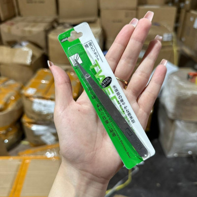 Nhíp Trắng Gắp Charm Đá, Nối Mi, Gắp Mụn Đầu Thẳng Và Cong, Thép Không Gỉ Siêu Nhỏ, 11x0.8cm, Dùng Làm Nail, Gắp Đính Đá Đa Năng