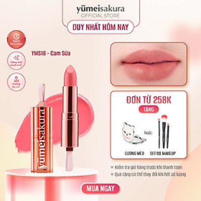 Son Thỏi Màu Cam Sữa Lì Mịn Siêu Dưỡng Yumeisakura Chotto Matte Milky Orange Lipstick YMS18 3.5g