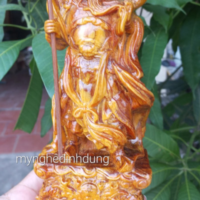Tượng quan công trấn ải bằng gỗ huyết long  đẹp long lanh kt cao 20×9×6cm 
