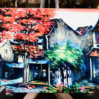 Tranh Sơn Mài - PHỐ CỔ VIỆT NAM | Size 20x30 cm | Nghệ Thuật Truyền Thống – Trang Trí Tinh Tế