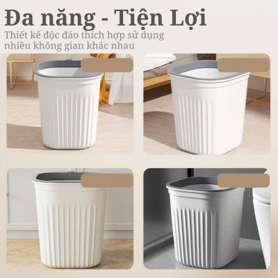 Thùng rác, thùng rác nhựa, chất liêu nhựa dẻo - Chịu lực tốt - Có vòng cố định túi rác - Thay túi rác dễ dàng - Màu hồng