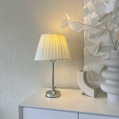 Đèn ngủ trang trí đèn bàn làm việc kim loại bạc mạ sơn chống rỉ có nút điều chỉnh sáng DBK007