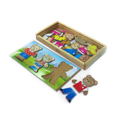 Đồ chơi gỗ Thời trang gia đình gấu | Winwintoys 68232 | Tăng khả năng sáng tạo và phân biệt màu sắc | Đạt tiêu chuẩn CE
