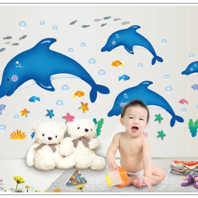 Decal dán tường Cá heo nhảy múa AmyShop DB023