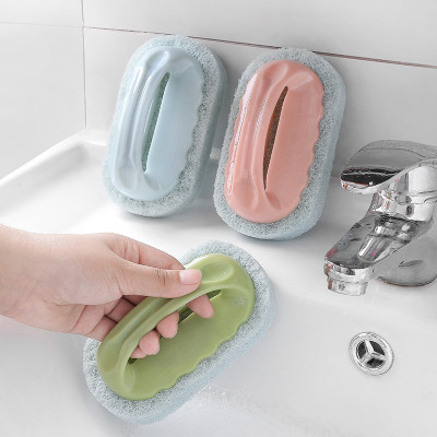 Bàn chải chà bồn rửa chén, lavabo, nhà vệ sinh, nhà bếp dạng xơ mướp không gây trầy xước bề mặt chà, có tay cầm tiện dụng chà siêu sạch