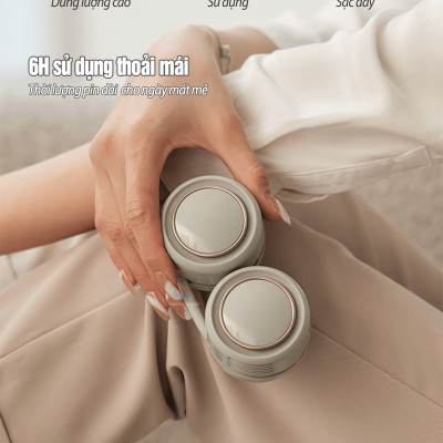 Quạt đeo cổ gấp gọn DQ-210 mini bỏ túi, không dây cầm tay di động,thiết kế không vướng tóc, 3 cấp độ gió không cánh, hàng chính hãng