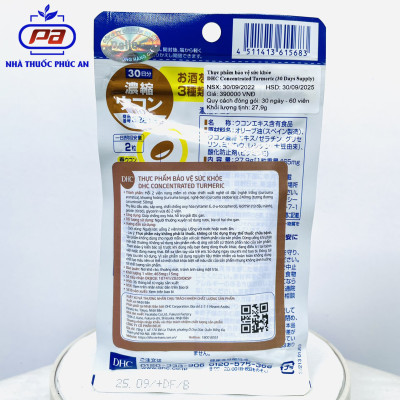 Viên uống tinh chất nghệ giải rượu, bổ gan DHC Concentrated Turmeric Nhật Bản 30 ngày - 60 viên
