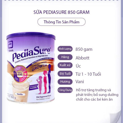 Sữa tăng chiều cao cho trẻ biếng ăn từ 1-10 tuổi Úc Pediasure Vanilla giúp phát triển cân đối chiều cao, cân nặng, trí não - OZ Slim Store