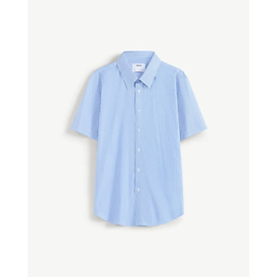 Áo sơ mi nam tay ngắn kẻ sọc có thêu chữ ngực áo . form Fitted - ROUTINE 10F24SHS035 | ROUTINE CÀ MAU