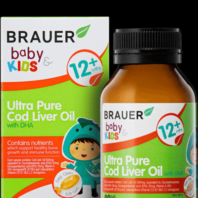 DHA dầu cá tuyết tinh khiết cho trẻ sơ sinh, trẻ nhỏ Brauer DHA Úc giúp phát triển trí não, tăng khả năng tập trung, cải thiện thị lực-OZ Slim Store