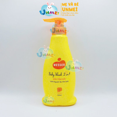 Bộ 2 Chai Sữa Tắm Gội Wesser 2in1 Hương Phấn (500ml x 2) - Cam
