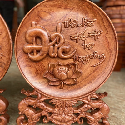 Tranh Đĩa Chữ Đức Gỗ Hương Đá Cao Cấp Thương Hiệu TOKDODO