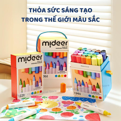 Bút màu nước cho bé Mideer, bút lông xóa được an toàn cho bé Washable Marker