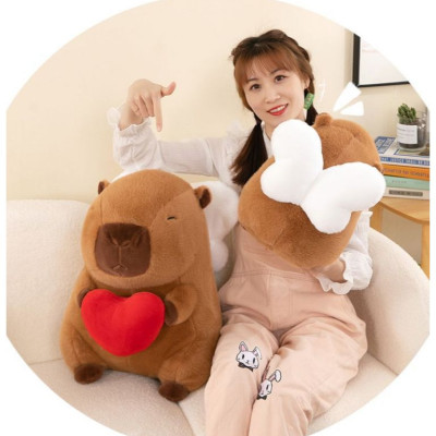 Thú nhồi bông Capybara cánh thiên thần đáng yêu - Size 30cm đến 50cm - Quà tặng gấu bông chuột lang ôm tim cánh trắng êm mịn.
