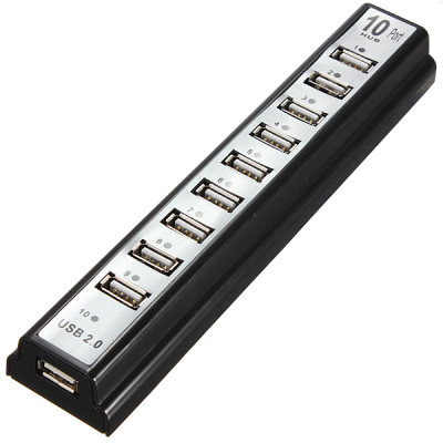 Hub USB 10 cổng chuẩn 2.0 hỗ trợ nguồn ngoài - Hàng Nhập Khẩu