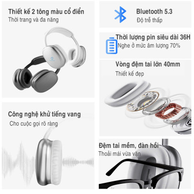 Headphone tai nghe bluetooth không dây chụp tai Rockspace O5 có mic hàng chính hãng BH 1 năm