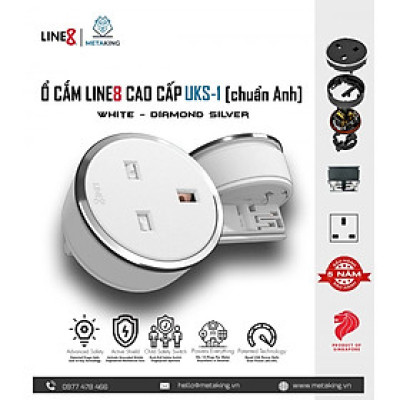 Ổ Cắm Điện Line8 UKS-1 - Body Màu Trắng - Chuẩn Anh