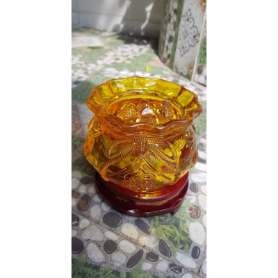 Tượng Phong Thủy Thố tụ tài to mới miệng kiểu màu vàng anh tài lộc 20 thỏi xiền vàng đá lưu ly tự nhiên đế gỗ size lớn đk 13cm x Cao 13cm cả đế x thố cao 9cm Hợp Anh Chị Mệnh Kim Thổ Thuỷ đặt bàn làm việc bàn thờ thần tài to vàng anh đẹp ạ