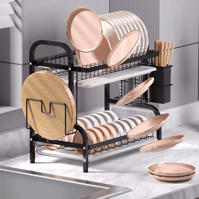 Kệ úp chén bát 2 tầng đa năng, chất liệu thép phủ sơn tĩnh điện, kích thước 52 x 24 x 44.5cm