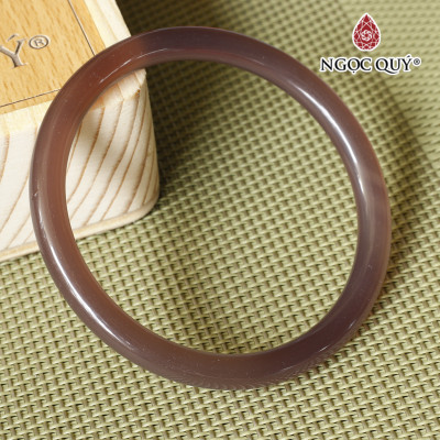 Vòng tay chalcedony tím bản tròn (bản 6-7mm) - Ngọc Quý Gemstones