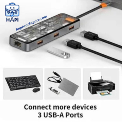 HUB mở rộng hàng chính hãng WIWU Cyber Type C 8-in-1 Wi-CB008: Thiết kế trong suốt, đầy đủ cổng kết nối cho mọi tác vụ