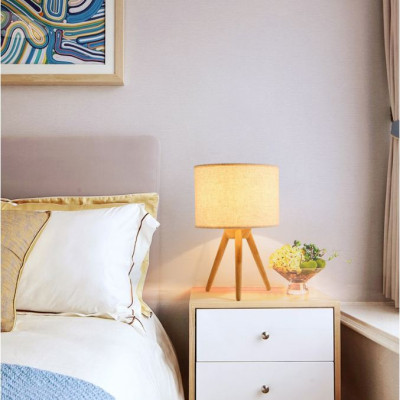 Đèn ngủ để bàn LN200 đế gỗ kèm bóng Led  3 chân  phong cách VINTAGE 