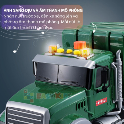 Xe Rác Đồ Chơi, Xe Chở Rác Đổ Rác Cỡ Lớn Cho Bé Có Đèn Nhạc