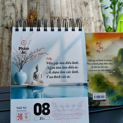  Sách Lịch bàn 2026 - Kinh Pháp Cú (365 ngày)