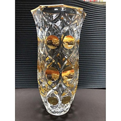 Bình cắm hoa thủy tinh cao cấp miệng loe chấm vàng 30cm