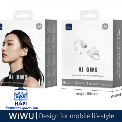 Tai nghe không dây hàng chính hãng WiWU Ai OWS Wi-Ai301. Tích hợp AI, có app thiết kế riêng với nhiều tính năng
