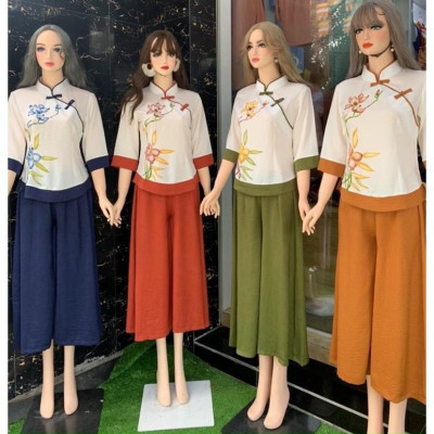 Đồ Lam Đi Chùa # Tàu Lụa Quần Váy # Hoa Sen iN # Quần Áo Nữ # Đồ Bộ Nữ