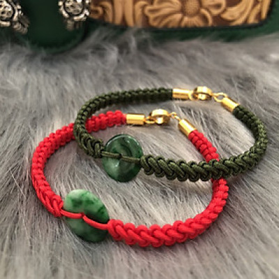 VÒNG TAY MAY MẮN ĐỒNG TIỀN TÀI LỘC NGỌC CẨM THẠCH- DTCT044