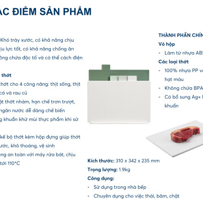 Bộ thớt đa năng Yoko - Chính hãng inochi - Có hộp bảo vệ, Ag+ kháng khuẩn