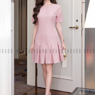 Đầm hồng suông dập ly NGADO , đầm suông , đầm kiểu Nữ , đầm công sở, dự tiệc