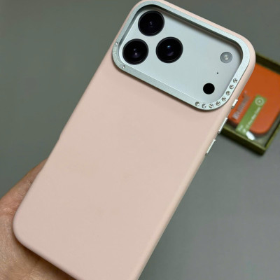 Ốp lưng da PU viền cam đá cho iPhone 17 Pro Max hiệu Memumi Diamond With Mag safe - Hàng chính hãng