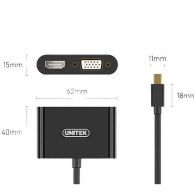 DÂY CÁP CHUYỂN ĐỔI CỔNG MINI DISPLAYPORT RA CÁC CỔNG VGA VÀ HDMI V603A UNITEK - HÀNG CHÍNH HÃNG