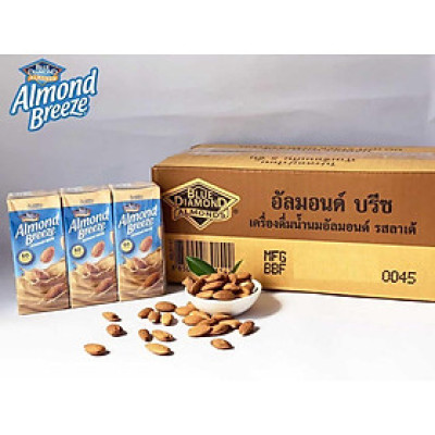 Blue Diamond - Thùng Sữa Hạt Hạnh Nhân ALMOND BREEZE vị Latte 180ml x 24 Hộp
